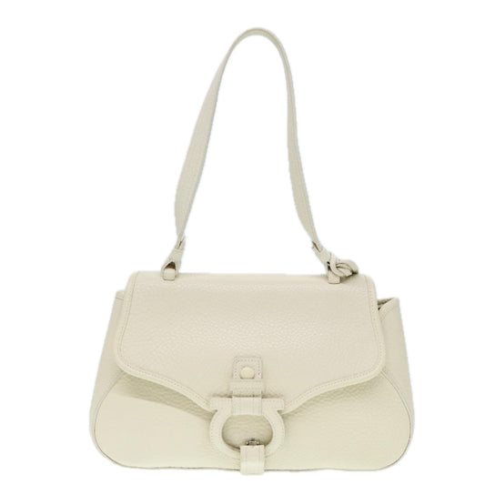 Salvatore Ferragamo Gancini, White, Leather, shoulder