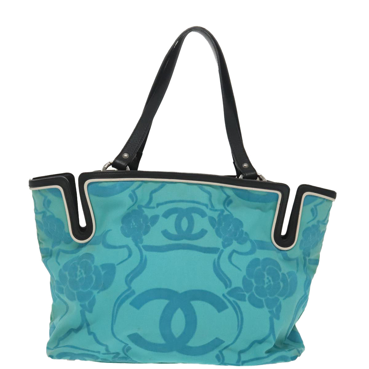 Chanel Cc, Turquoise, Canvas, tote