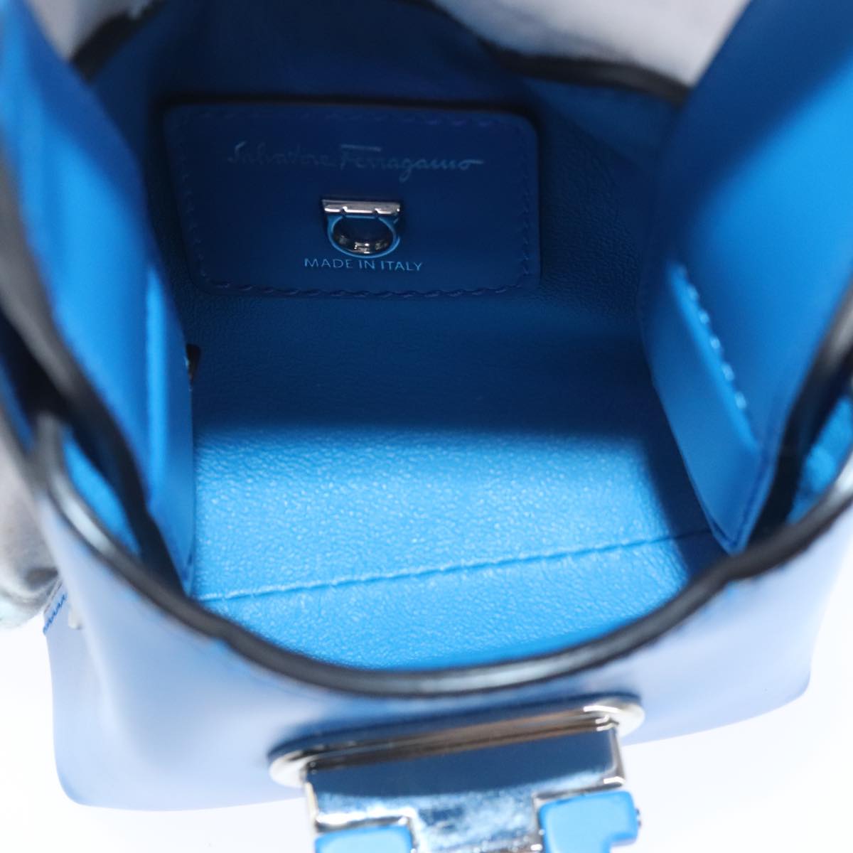 Salvatore Ferragamo Gancini, Blue, Leather, handbag