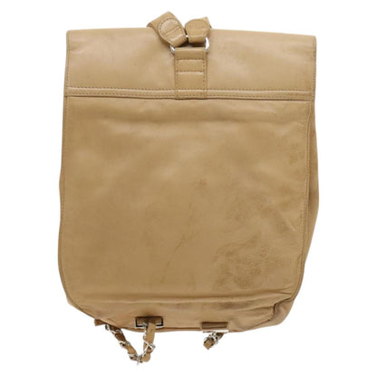 Chanel Cc, Beige, Leather, backpack