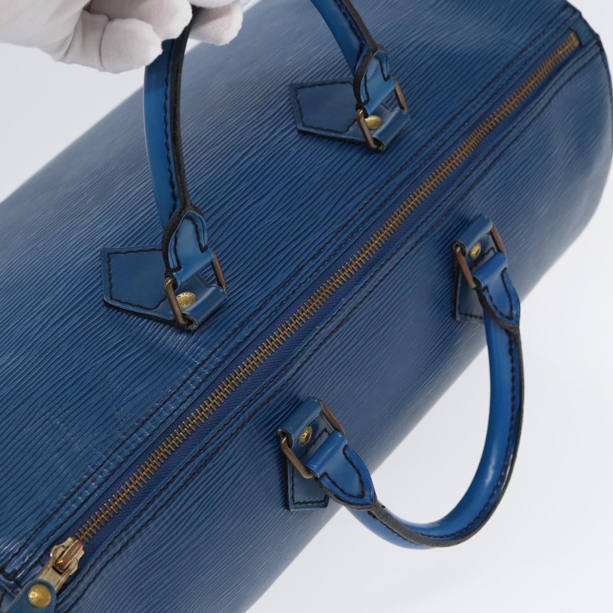 Louis Vuitton Speedy 35, Blue, Leather, handbag