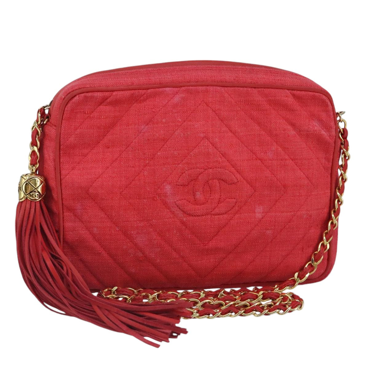 Chanel Camera, Red, Canvas, shoulder