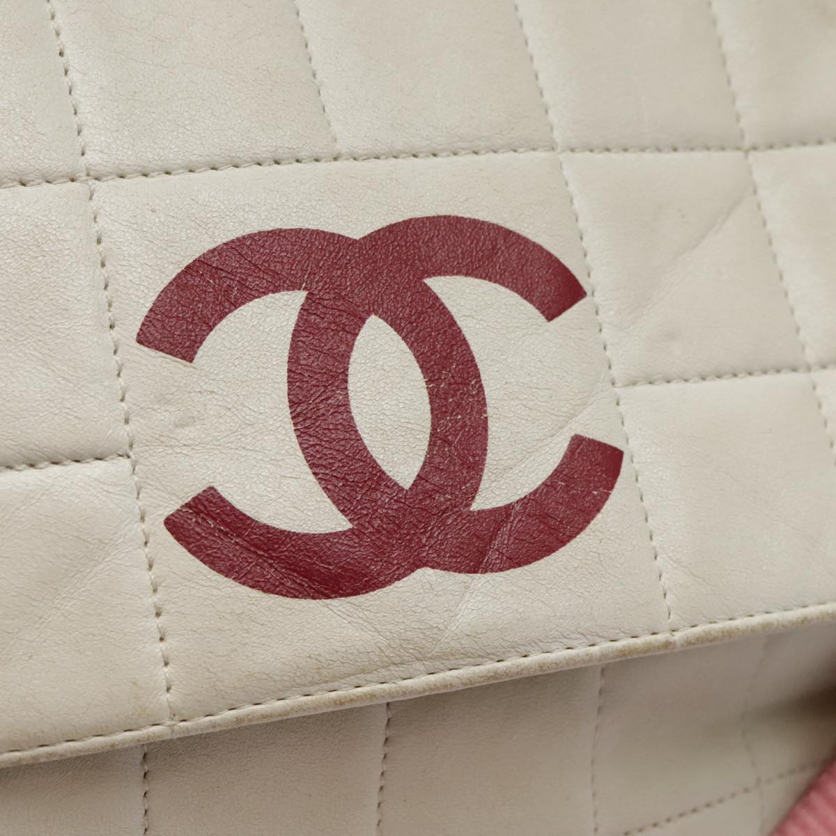 Chanel Chocolate bar, White, Leather, shoulder