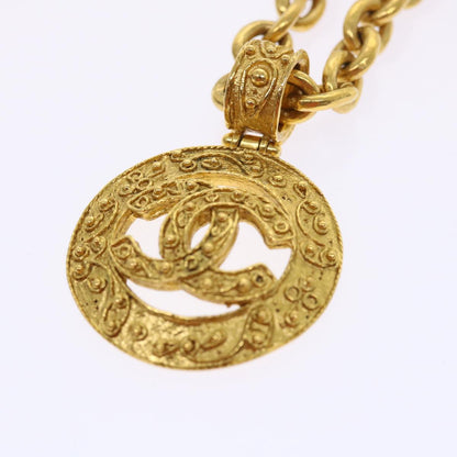 Chanel CC Open Heart Pendant Necklace Metal, GOLD, METAL, Necklace