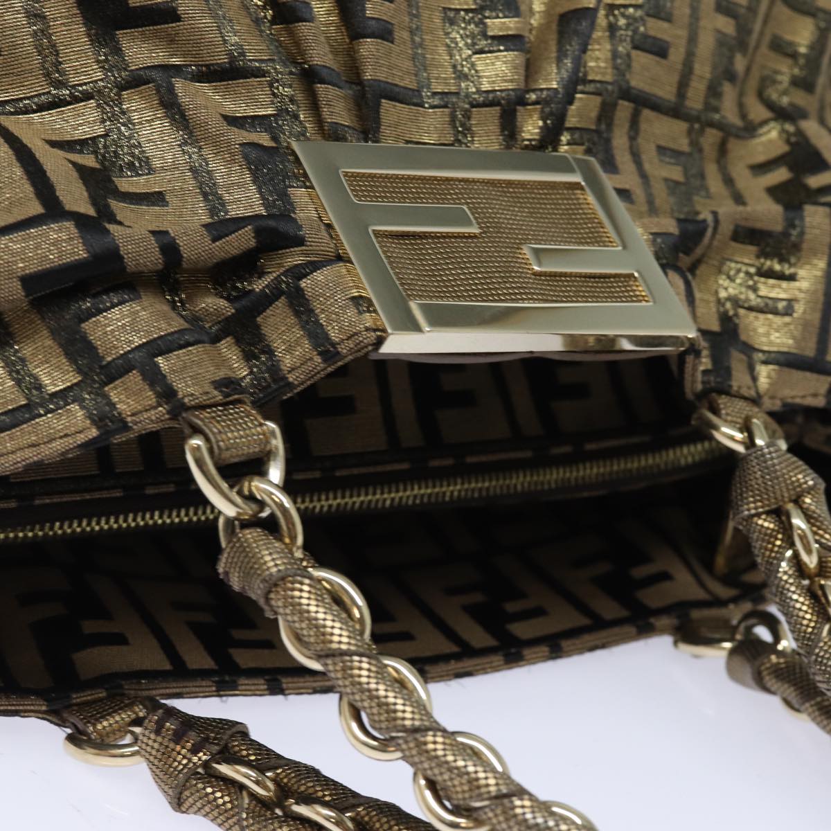 Fendi Zucca, Gold, Canvas, handbag