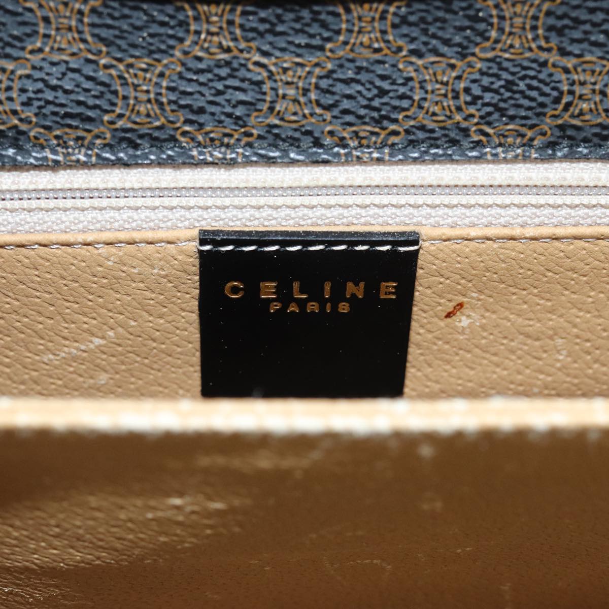 Céline Macadam, Black, Canvas, handbag