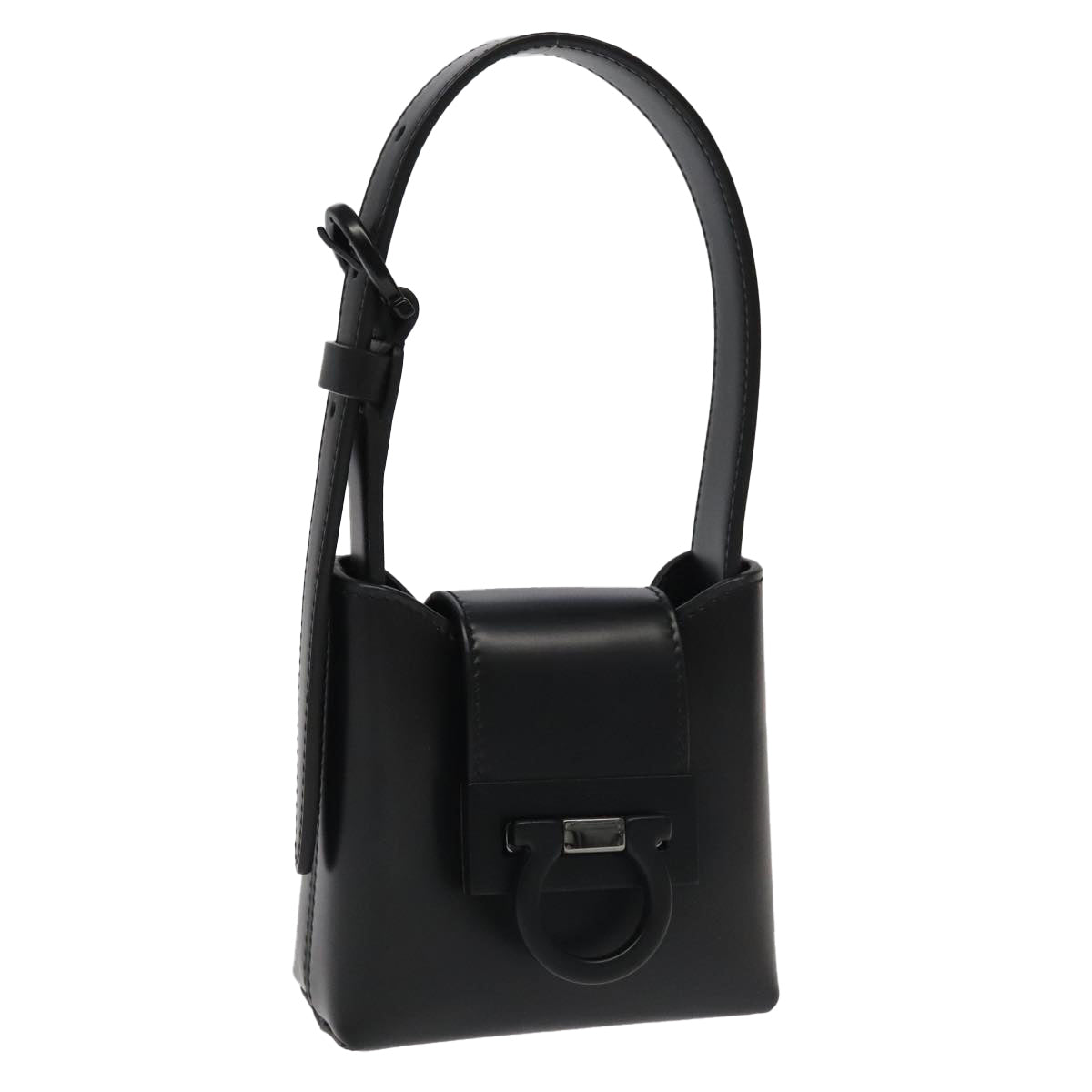 Salvatore Ferragamo Gancini, Black, Leather, handbag