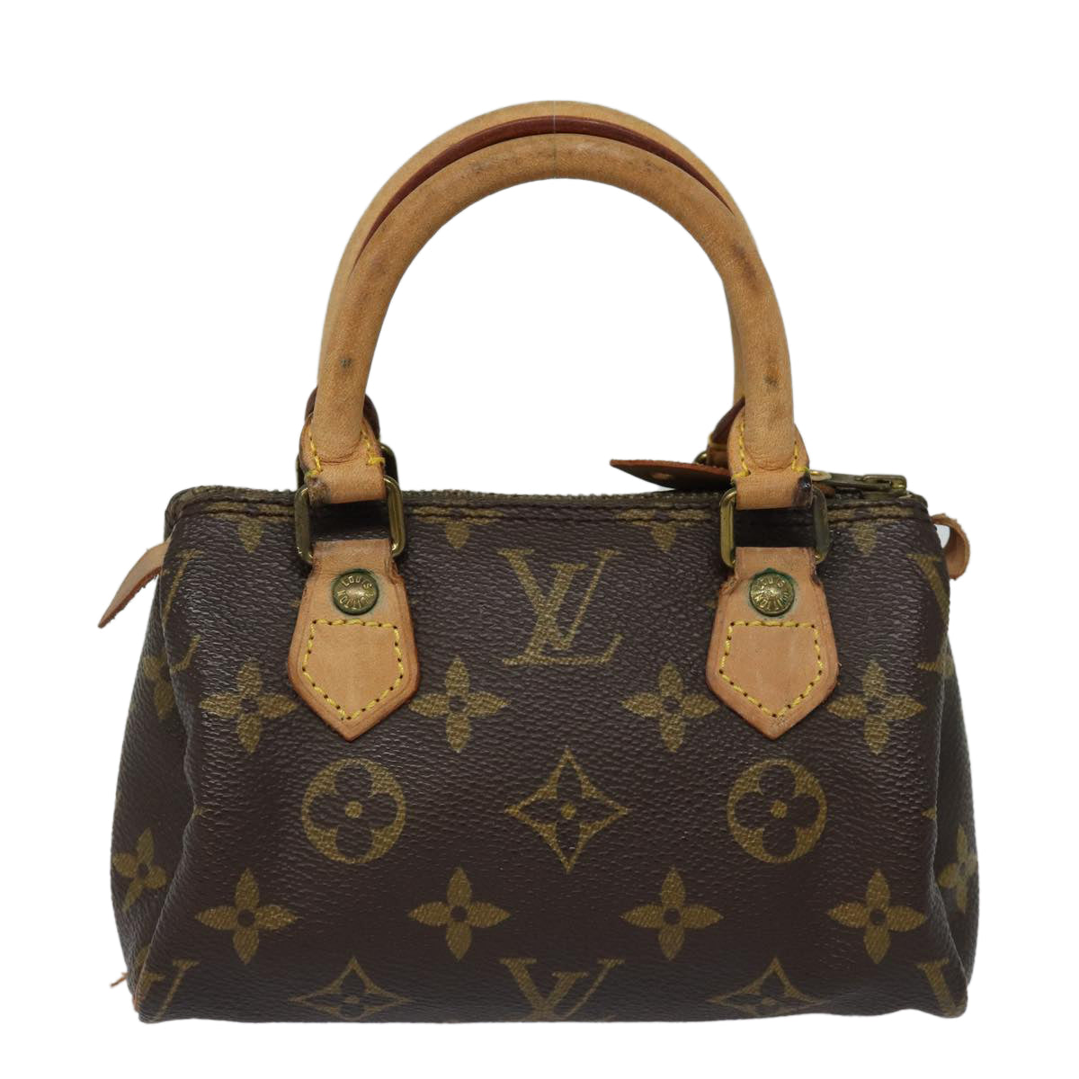 Louis Vuitton Nano Speedy, Brown, Canvas, handbag