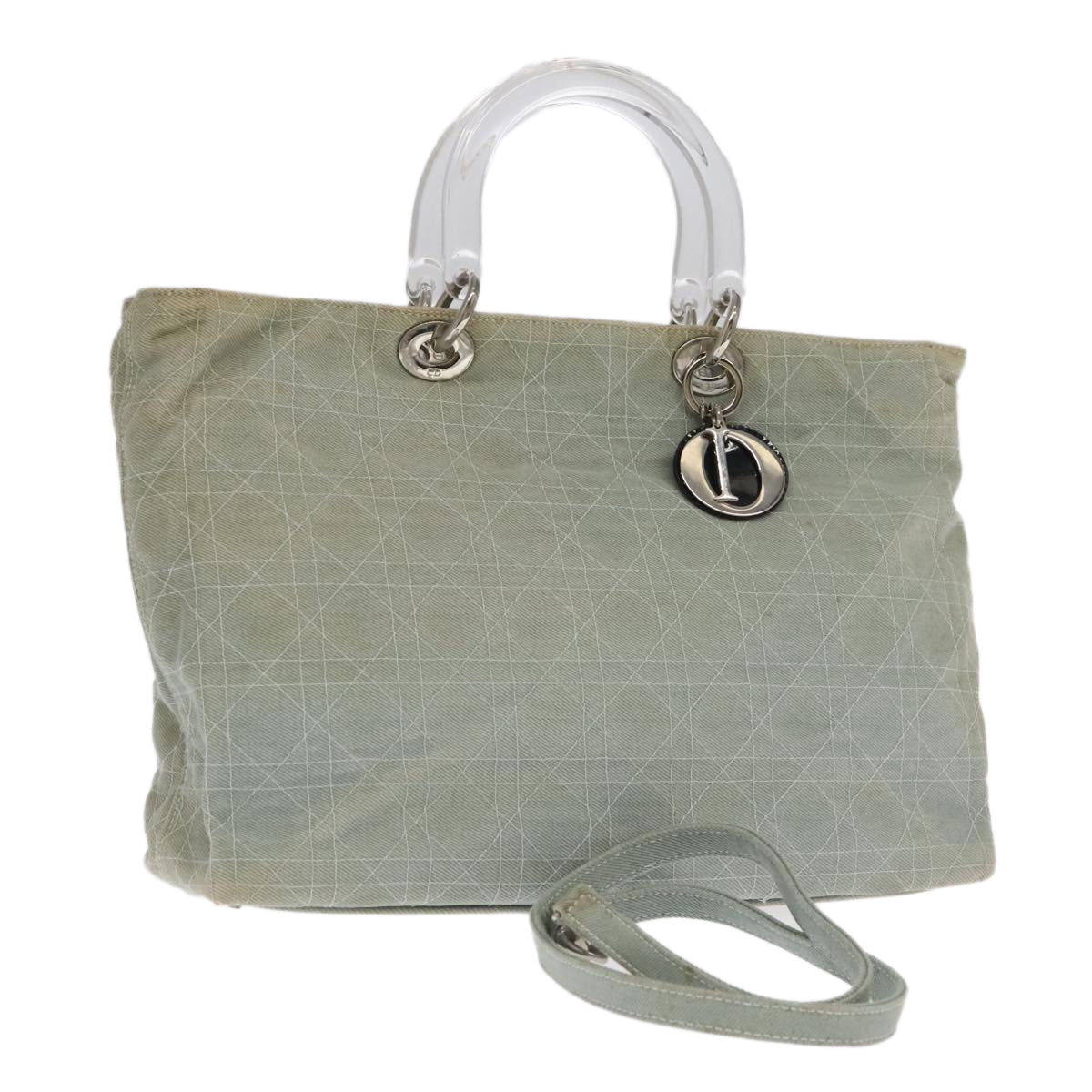 Dior Cannage Lady, Blue, Canvas, handbag