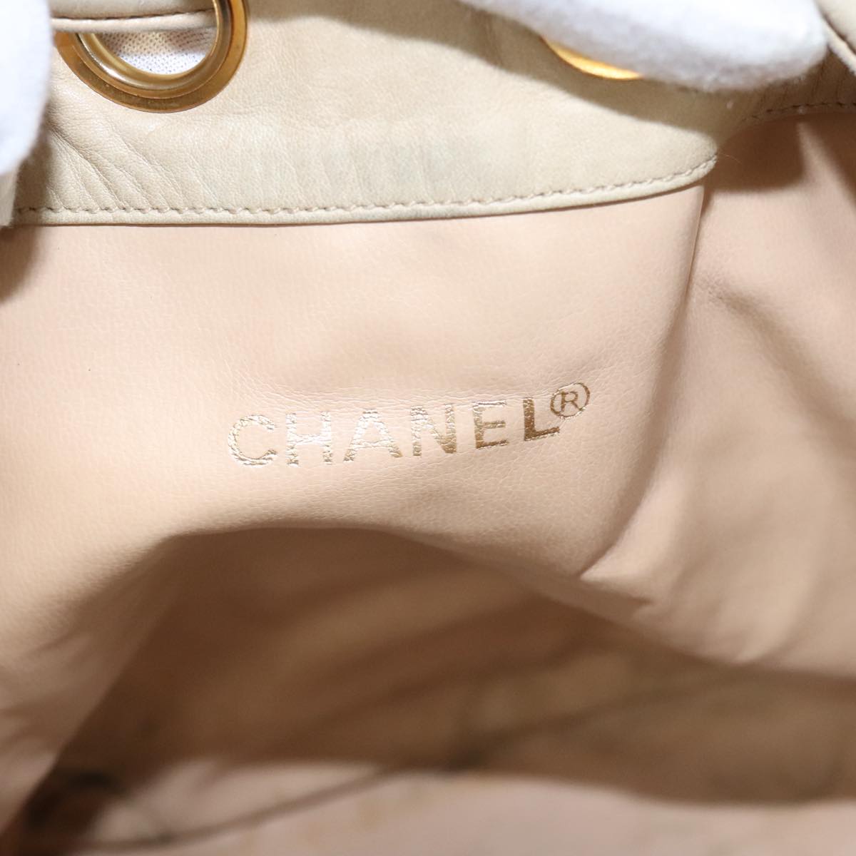 Chanel Cc, Beige, Calfskin, shoulder