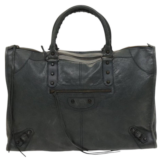 Balenciaga City, Grey, Leather, handbag