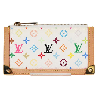 Louis Vuitton Pochette Clés, White, Canvas, wallet