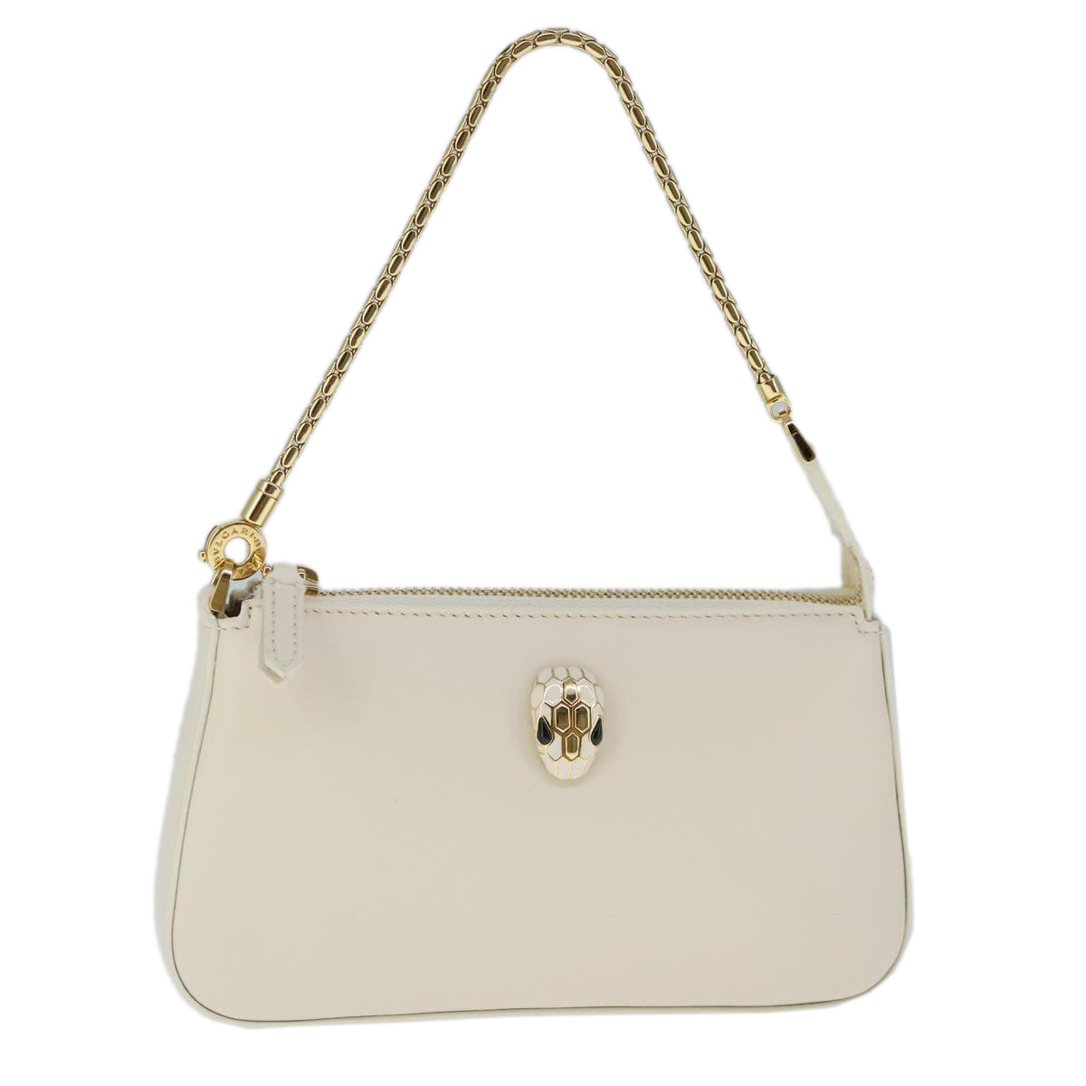 Bulgari Serpenti, White, Leather, handbag