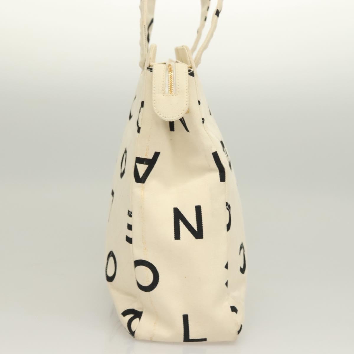 Chanel Cc, White, Canvas, tote