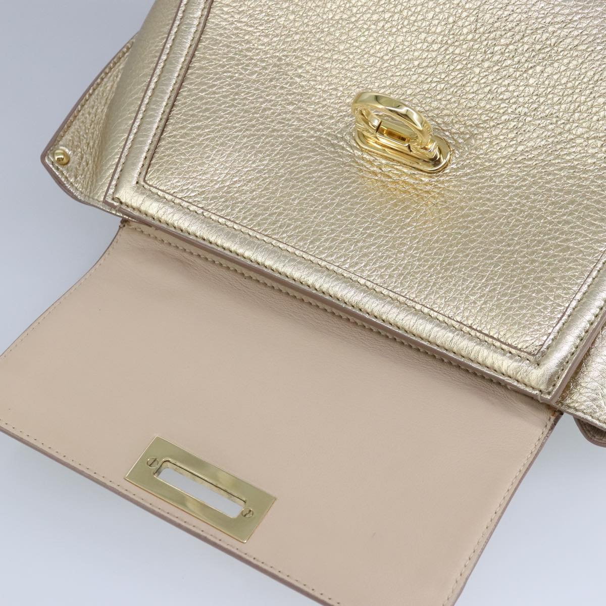 Salvatore Ferragamo Sofia, Gold, Leather, handbag