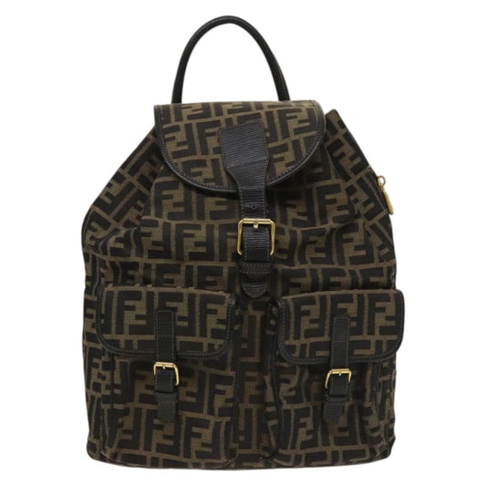 Fendi Zucca, Brown, Canvas, backpack