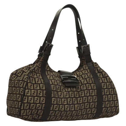 Fendi Zucchino, Brown, Canvas, shoulder