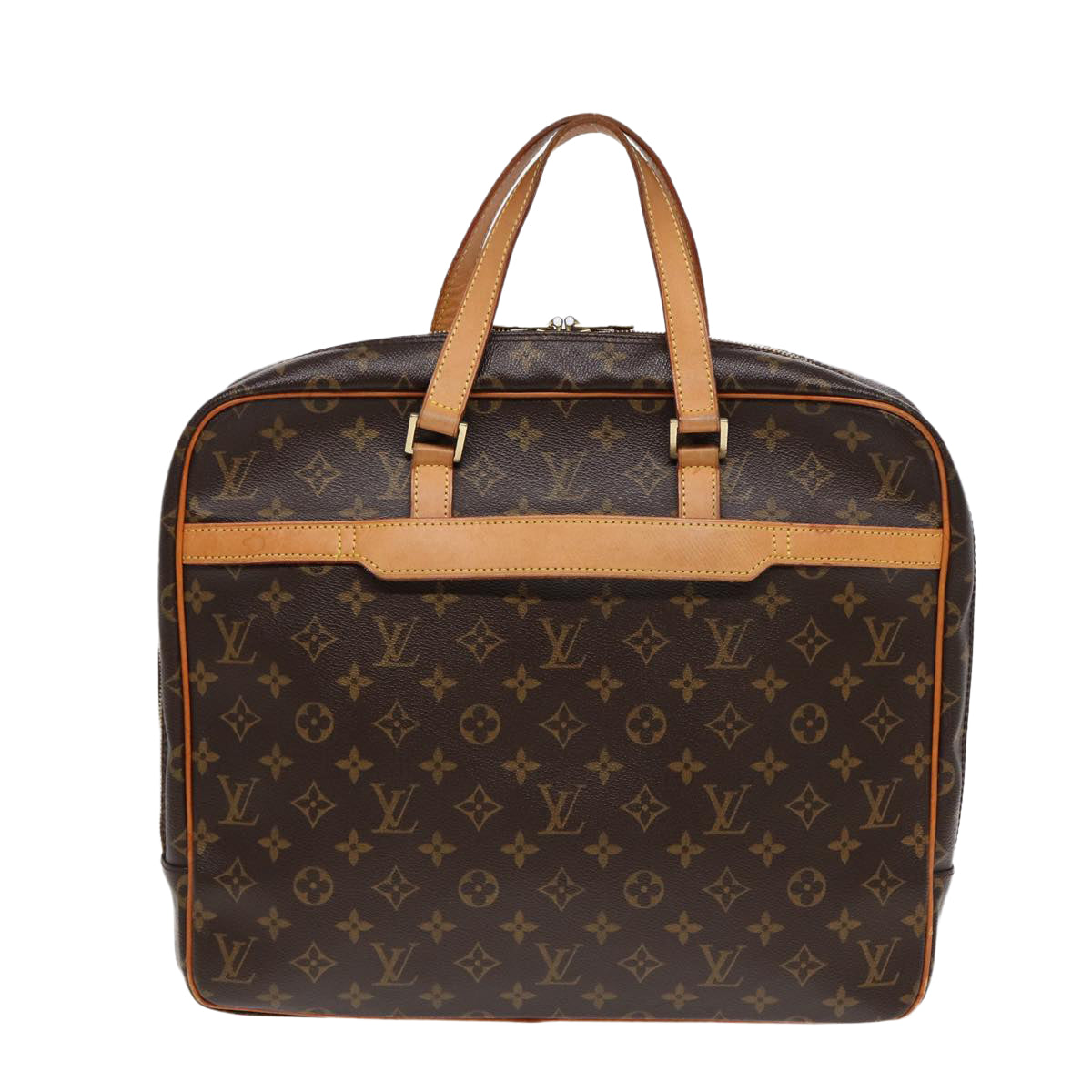 Louis Vuitton Porte Documents, Brown, Canvas, briefcase