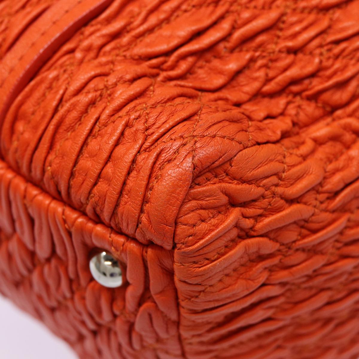 Miu Miu Matelassé, Orange, Leather, shoulder