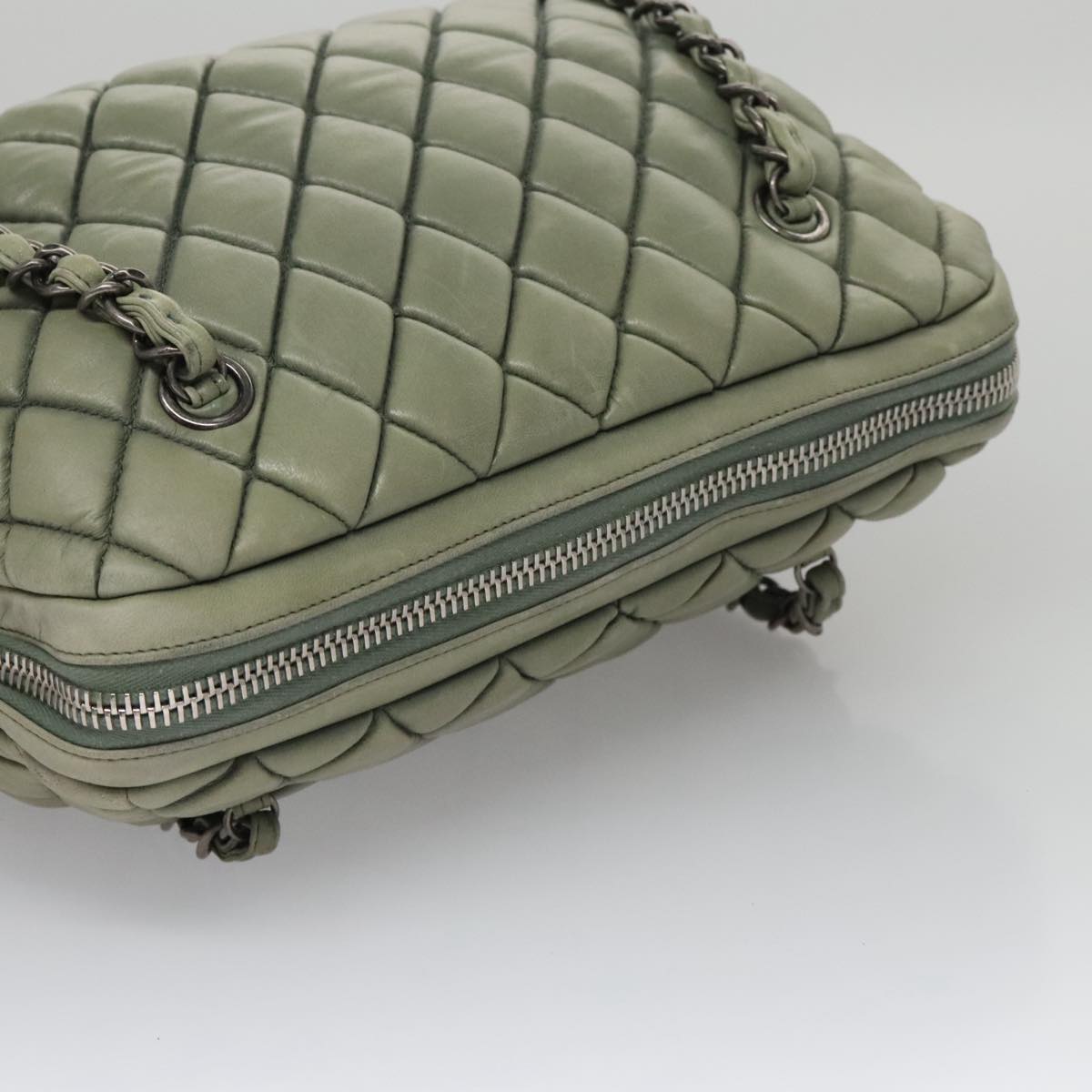 Chanel Mademoiselle, Green, Leather, shoulder