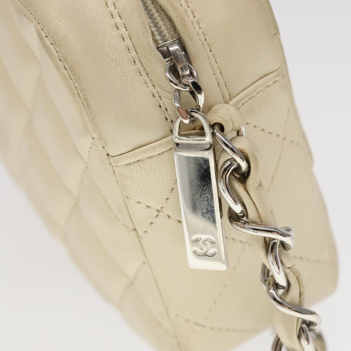 Chanel Camera, White, Leather, handbag