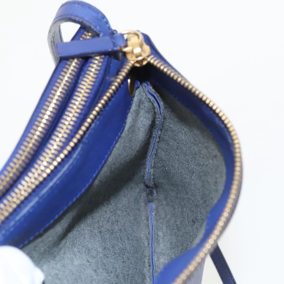 Céline Trio, Blue, Leather, shoulder