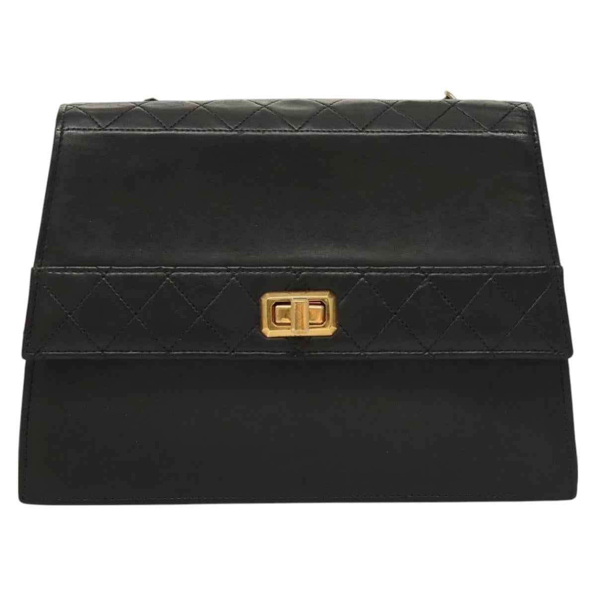 Chanel Trapèze, Black, Leather, shoulder