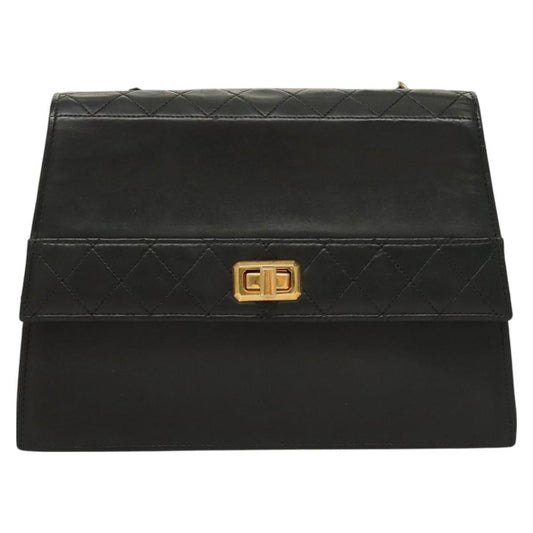 Chanel Trapèze, Black, Leather, shoulder