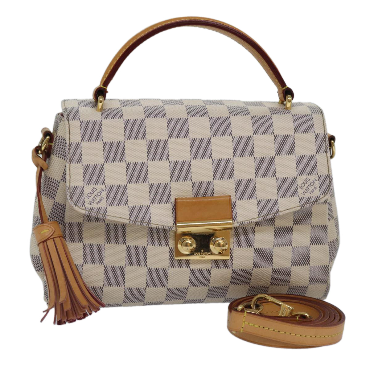 Louis Vuitton Croisette, White, Canvas, handbag