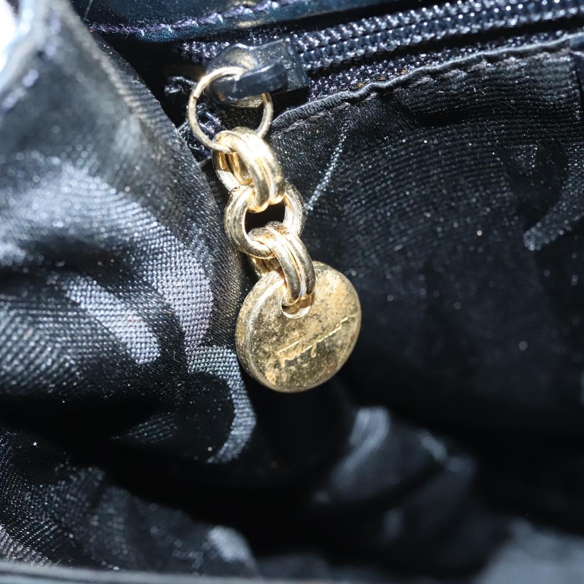 Salvatore Ferragamo Gancini, Black, Leather, handbag