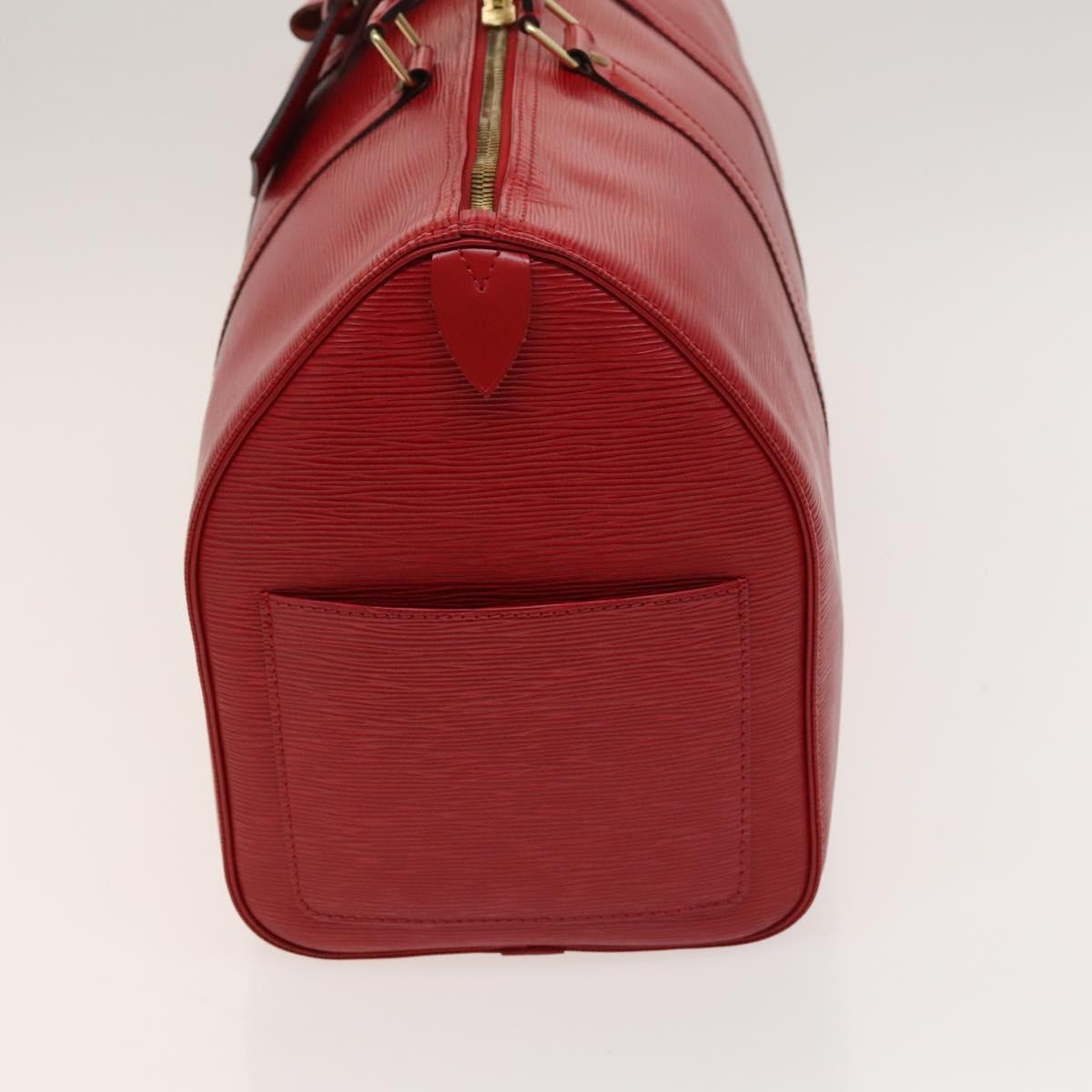 Louis Vuitton Keepall 45, Red, Leather, travel