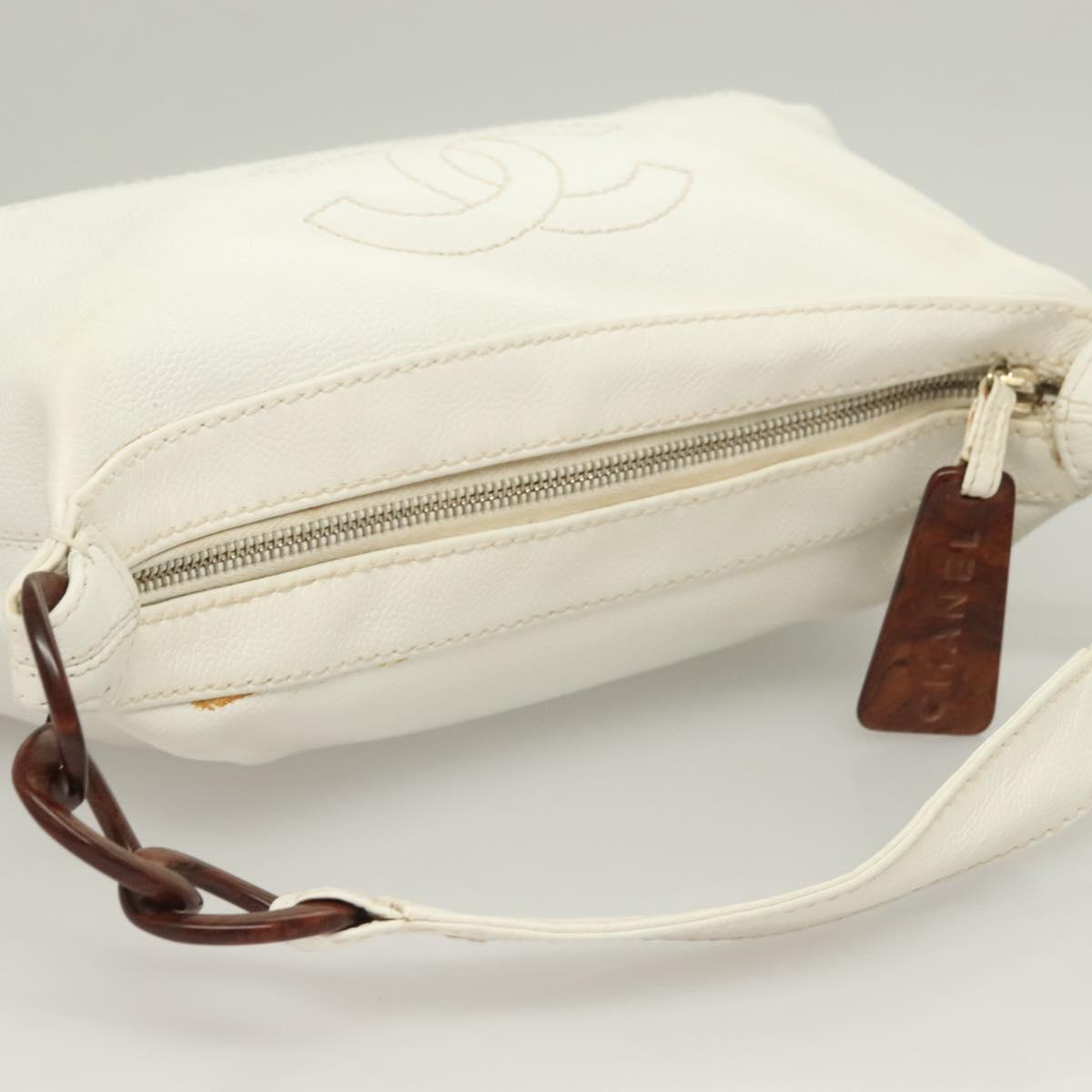 Chanel Logo CC, White, Leather, handbag