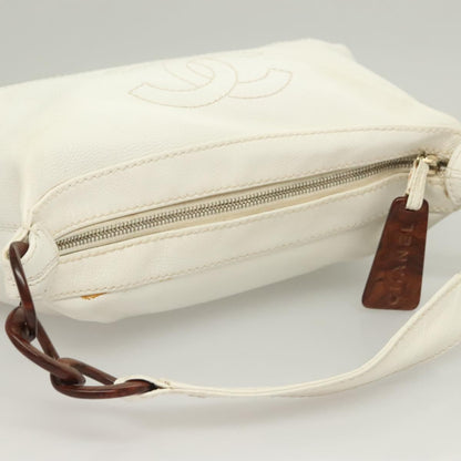 Chanel Logo CC, White, Leather, handbag