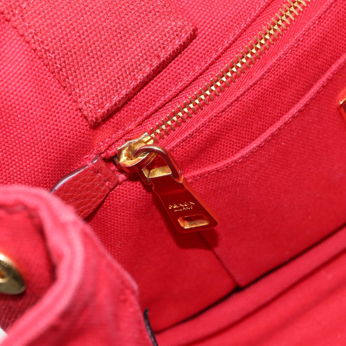 Prada Canapa, Red, Canvas, handbag