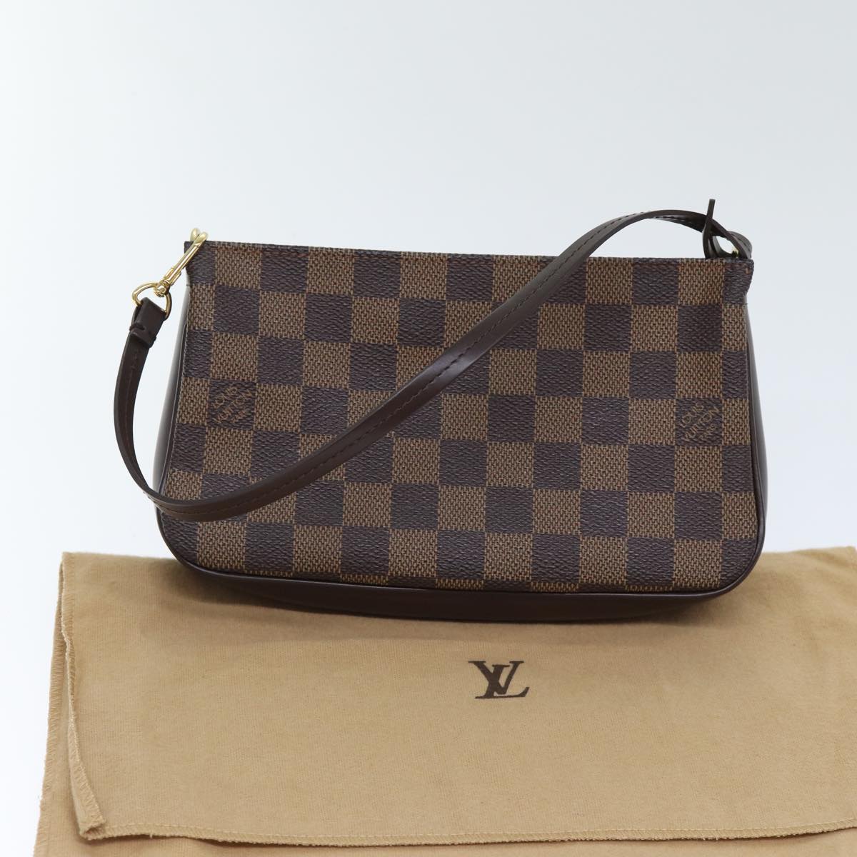 Louis Vuitton Pochette Accessoire, Brown, Canvas, clutch