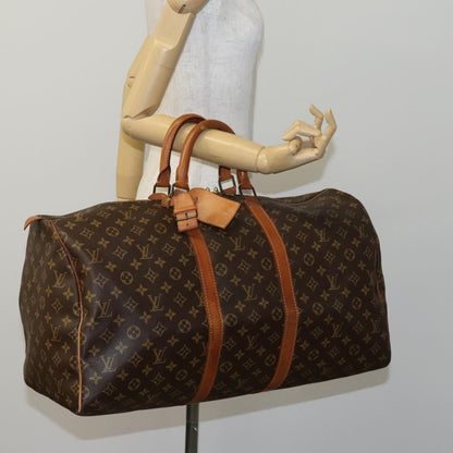 Louis Vuitton Keepall 55, Brown, Canvas, travel