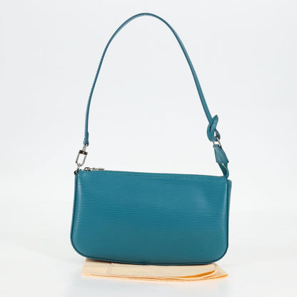 Louis Vuitton Pochette Accessoire, Blue, Leather, clutch