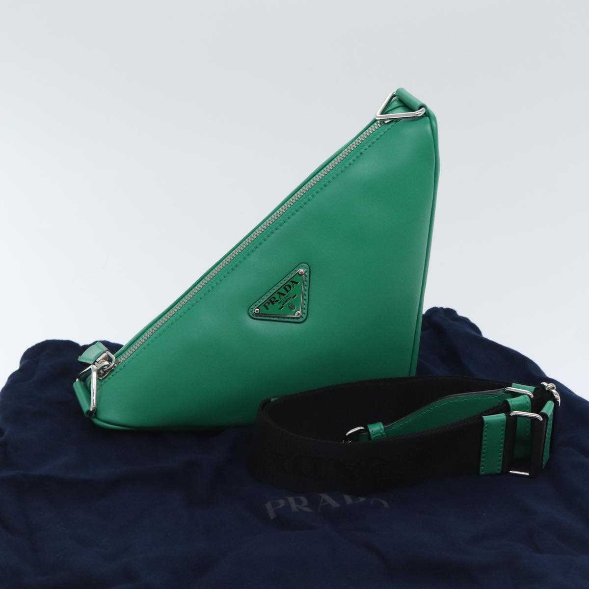 Prada --, Green, Leather, clutch