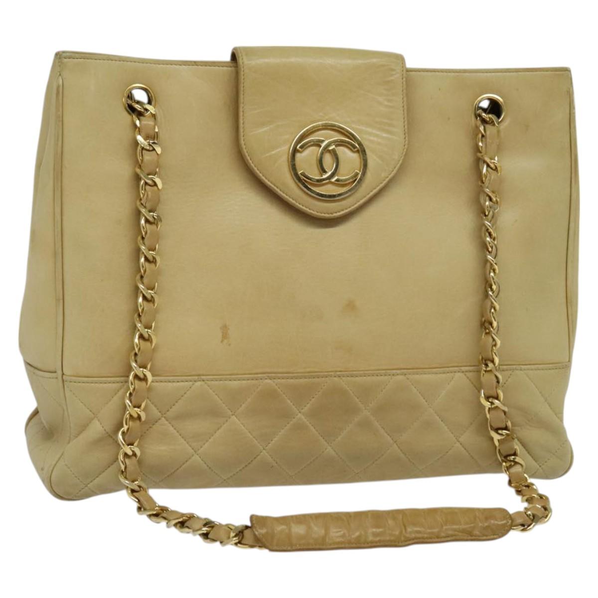 Chanel, Beige, Leather, shoulder
