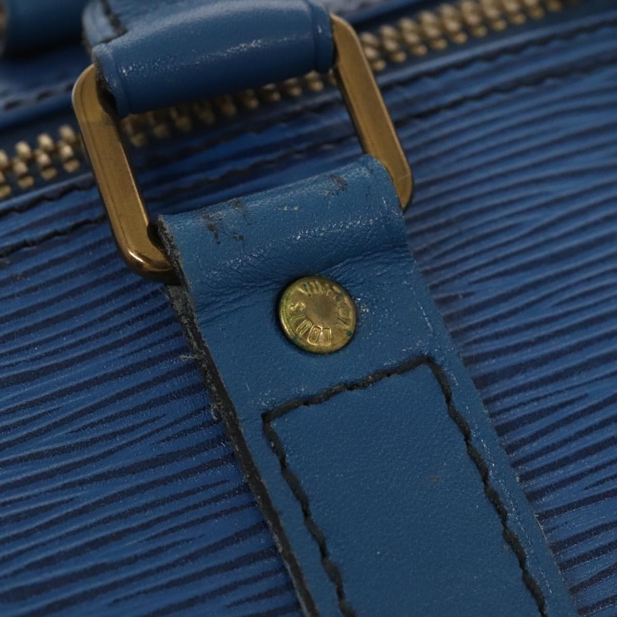 Louis Vuitton Keepall 55, Blue, Leather, travel