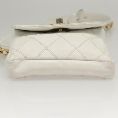 Chanel Cc, White, Leather, shoulder