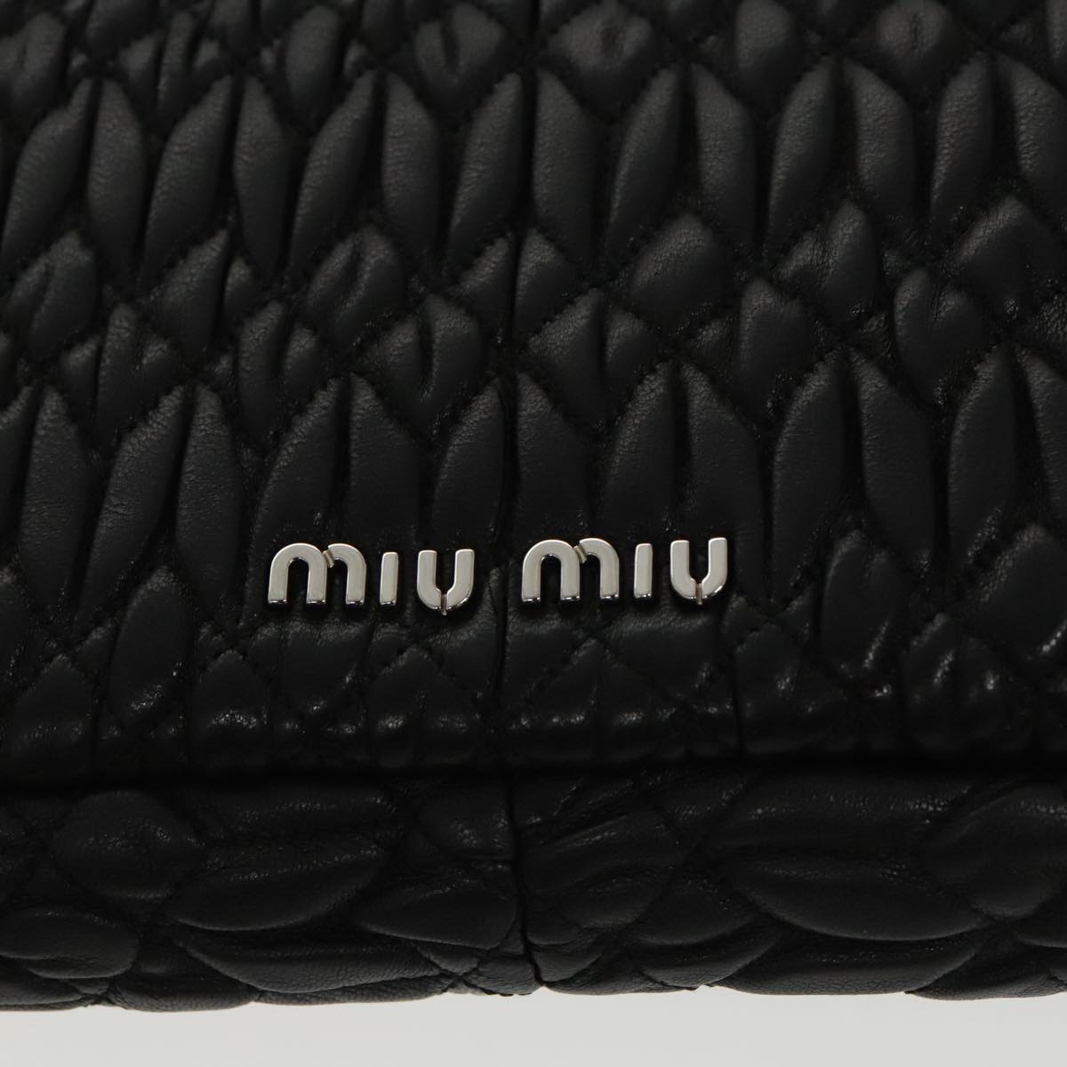 Miu Miu Crystal, Black, Leather, shoulder