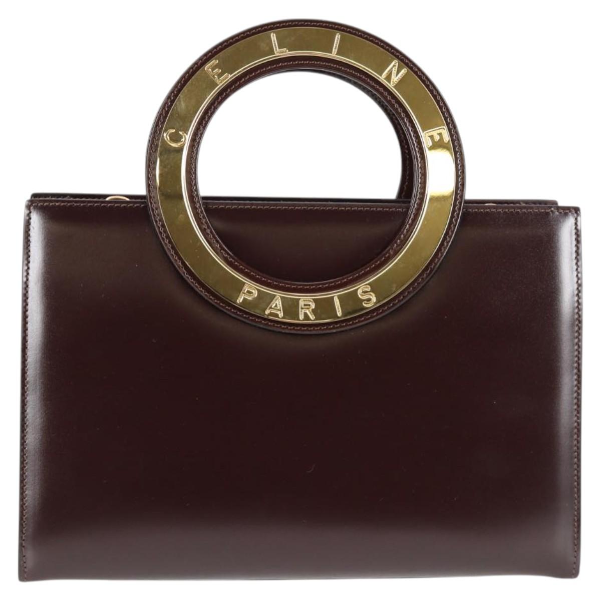 Céline Logo du cercle, Brown, Leather, handbag