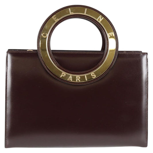 Céline Logo du cercle, Brown, Leather, handbag