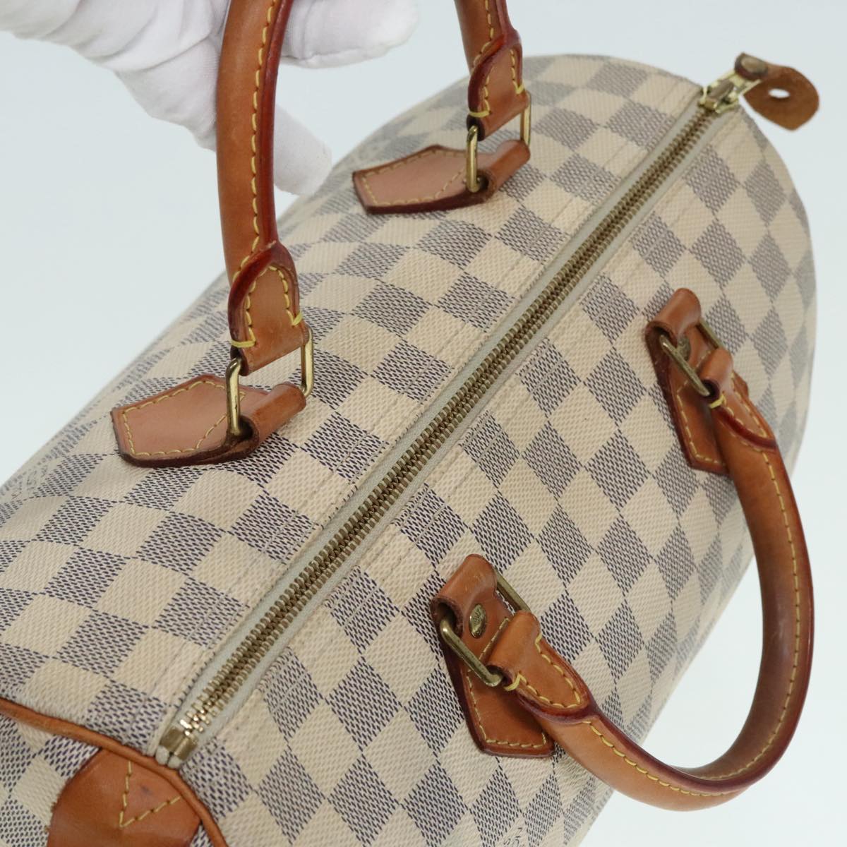 Louis Vuitton Speedy 30, White, Canvas, handbag