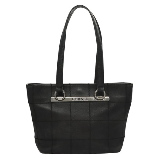 Chanel Chocolate bar, Black, Leather, tote
