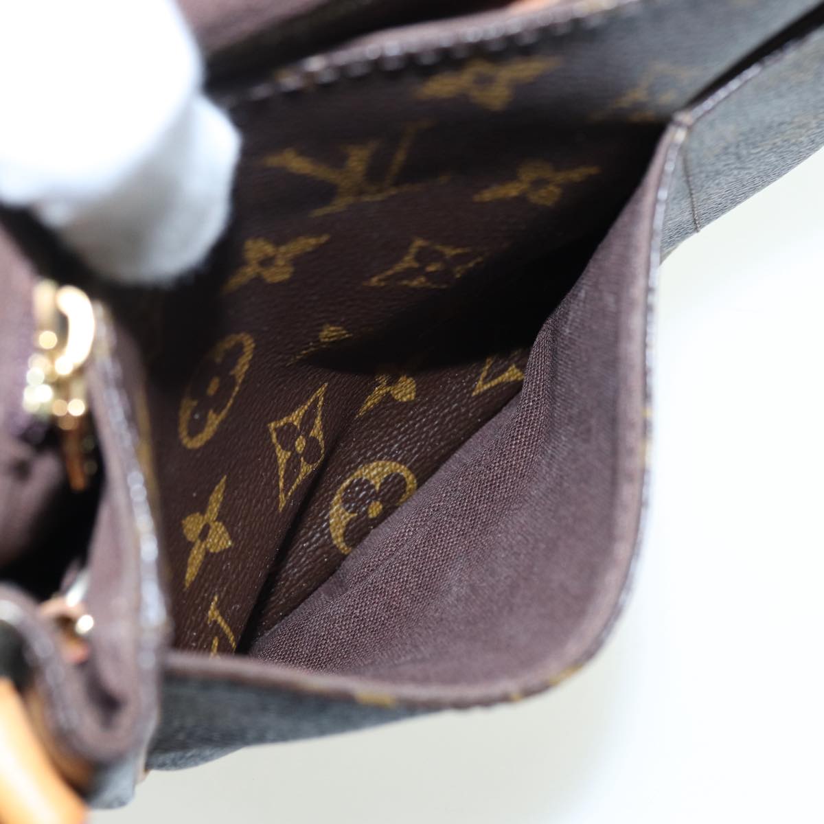 Louis Vuitton Menilmontant, Brown, Canvas, shoulder