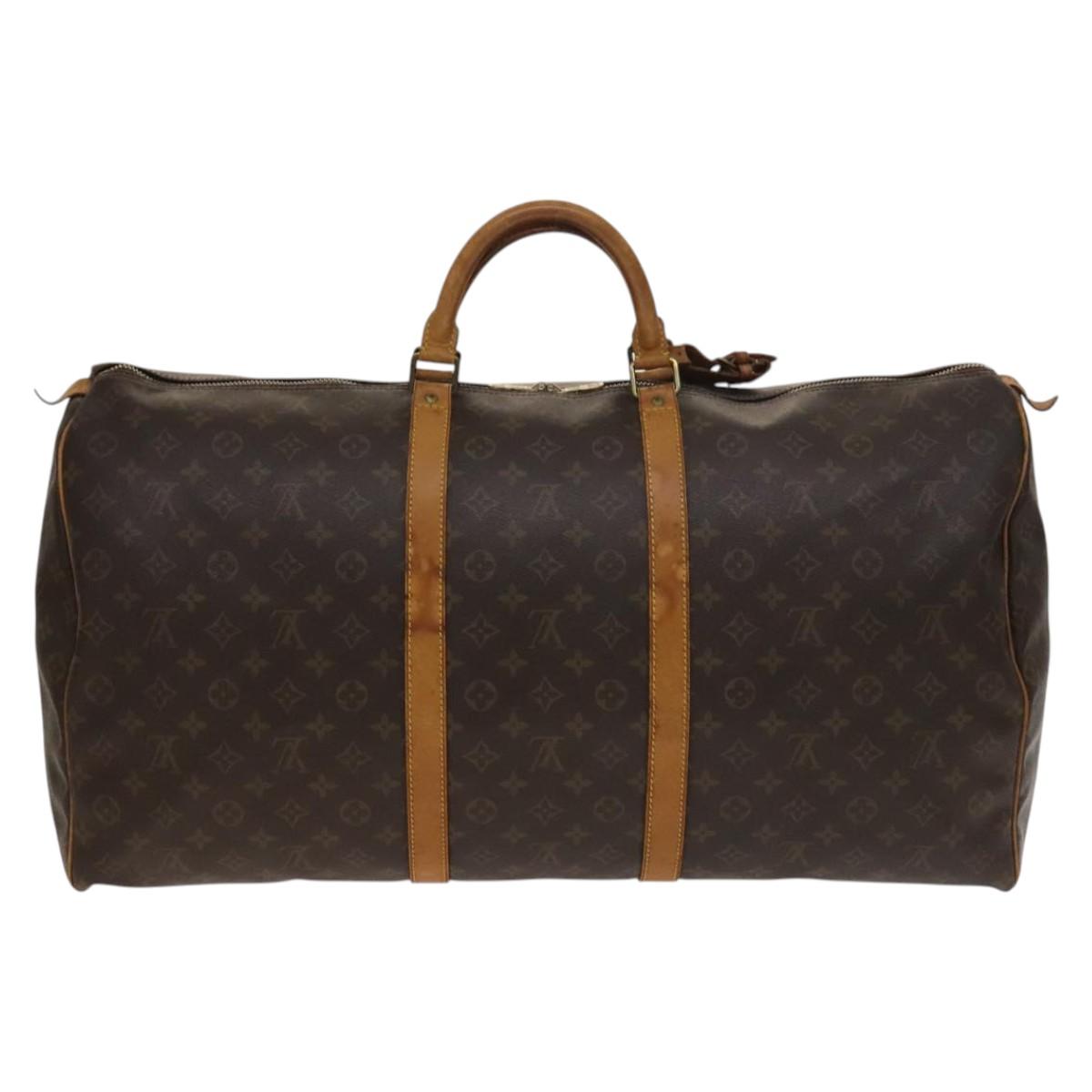 Louis Vuitton Keepall 60, Brown, Canvas, travel
