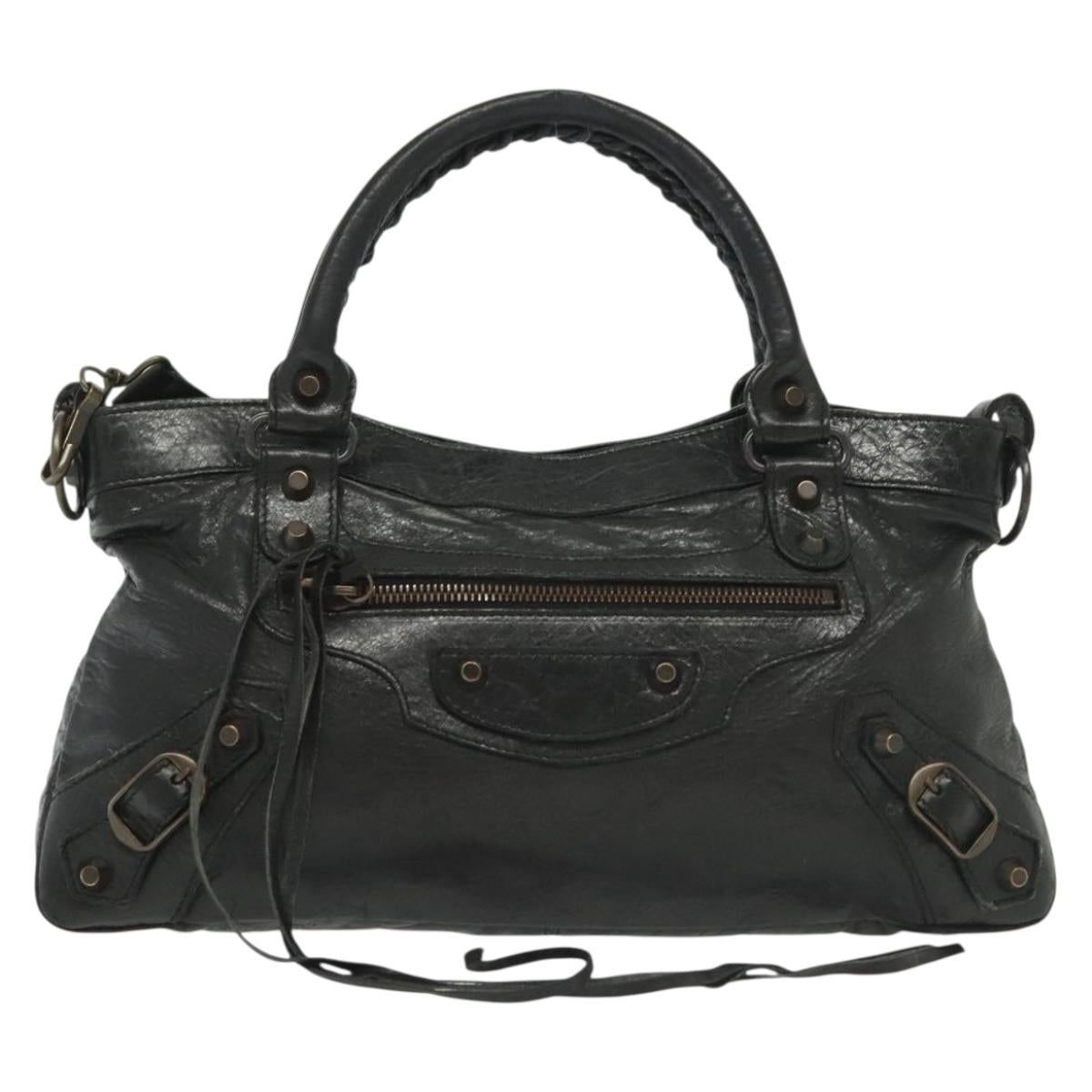 Balenciaga First, Black, Leather, handbag
