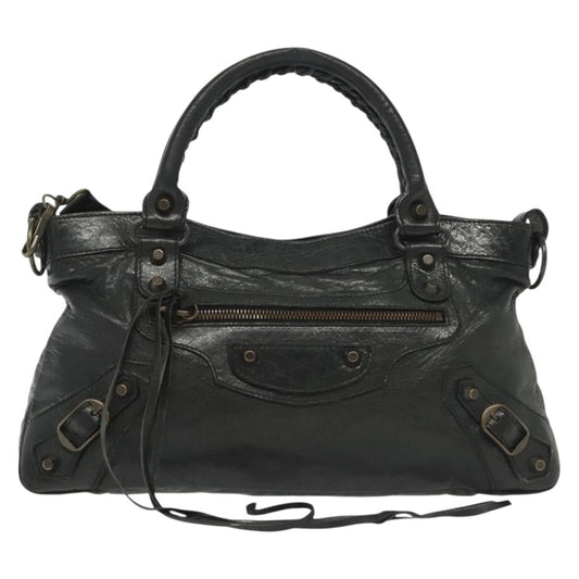 Balenciaga First, Black, Leather, handbag